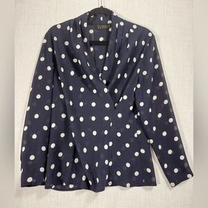 Chic Polka Dot Blazer in Navy and White